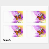 Monarch Butterflies on Purple Background Rechteckiger Aufkleber (Blatt)
