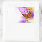 Monarch Butterflies on Purple Background Rechteckiger Aufkleber (Tasche)