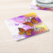 Monarch Butterflies on Purple Background Rechteckiger Pappuntersetzer (angewinkelt)