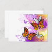 Monarch Butterflies on Purple Background RSVP Karte (Vorne/Hinten)