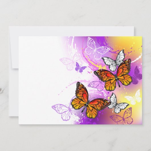 Monarch Butterflies on Purple Background Save The Date (Vorderseite)