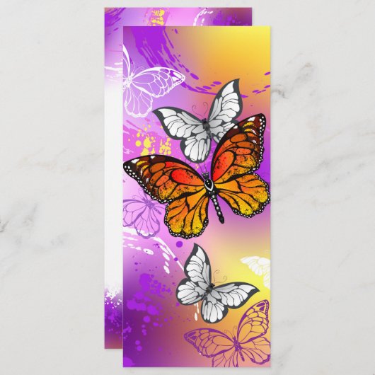 Monarch Butterflies on Purple Background Save The Date (Vorne/Hinten)