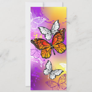 Monarch Butterflies on Purple Background Save The Date