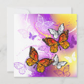 Monarch Butterflies on Purple Background Save The Date (Vorderseite)