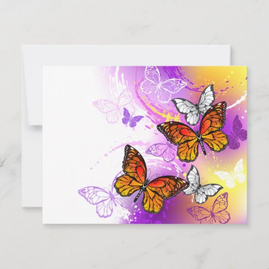 Monarch Butterflies on Purple Background Save The Date (Vorderseite)