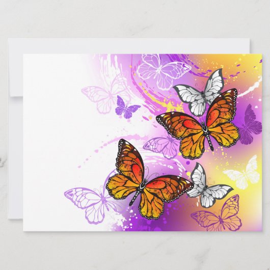 Monarch Butterflies on Purple Background Save The Date (Vorderseite)