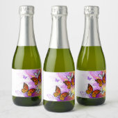 Monarch Butterflies on Purple Background Schaumweinetikett (Flaschen)