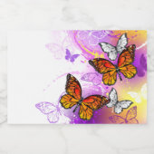 Monarch Butterflies on Purple Background Schaumweinetikett (Einzelnes Label)