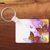 Monarch Butterflies on Purple Background Schlüsselanhänger (Rückseite)