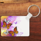 Monarch Butterflies on Purple Background Schlüsselanhänger (Vorderseite)