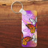 Monarch Butterflies on Purple Background Schlüsselanhänger (Vorderseite)