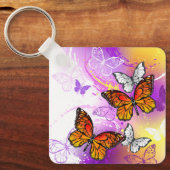 Monarch Butterflies on Purple Background Schlüsselanhänger (Vorderseite)