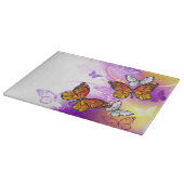 Monarch Butterflies on Purple Background Schneidebrett (Ecke)
