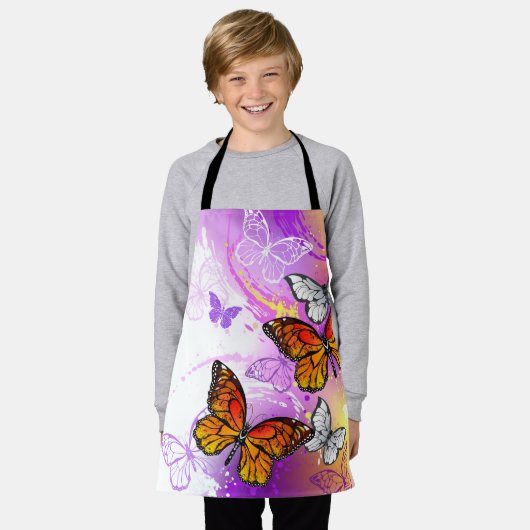 Monarch Butterflies on Purple Background Schürze (Getragen)