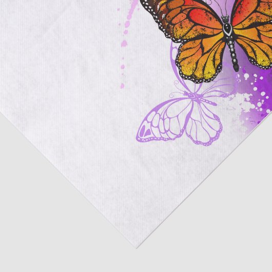 Monarch Butterflies on Purple Background Seidenpapier (Ausschnitt)