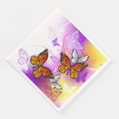 Monarch Butterflies on Purple Background Serviette (Ecke)