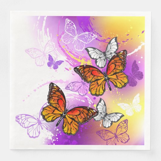 Monarch Butterflies on Purple Background Serviette (Vorderseite)