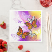 Monarch Butterflies on Purple Background Serviette (Beispiel)