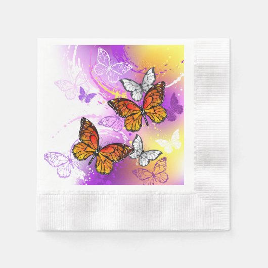 Monarch Butterflies on Purple Background Serviette (Vorderseite)