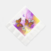 Monarch Butterflies on Purple Background Serviette (Ecke)