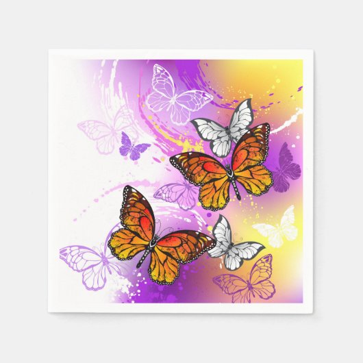 Monarch Butterflies on Purple Background Serviette (Vorderseite)