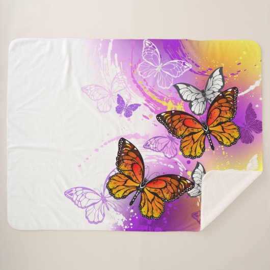 Monarch Butterflies on Purple Background Sherpadecke (Vorderseite (Horizontal))