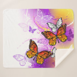 Monarch Butterflies on Purple Background Sherpadecke