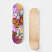 Monarch Butterflies on Purple Background Skateboard (Vorderseite)