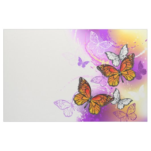 Monarch Butterflies on Purple Background Stoff (Yard (91,4 cm))