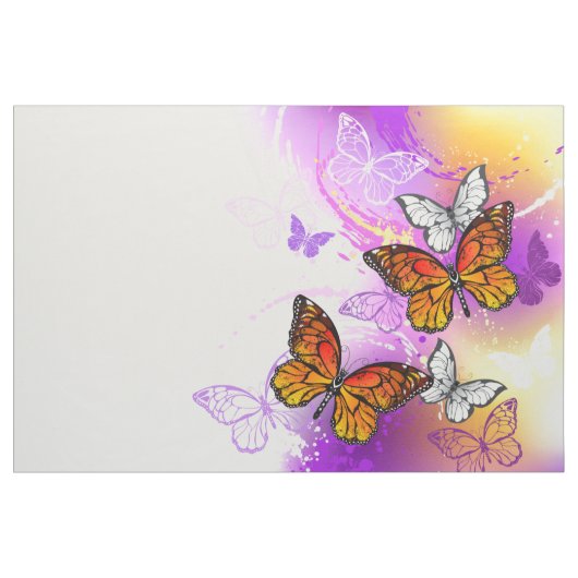 Monarch Butterflies on Purple Background Stoff (Yard (91,4 cm))