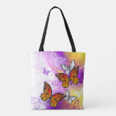 Monarch Butterflies on Purple Background Tasche (Rückseite)