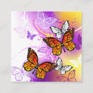 Monarch Butterflies on Purple Background Telefonnummerkarte