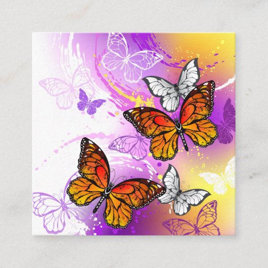 Monarch Butterflies on Purple Background Telefonnummerkarte (Vorderseite)