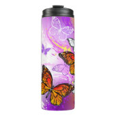 Monarch Butterflies on Purple Background Thermosbecher (Vorderseite)