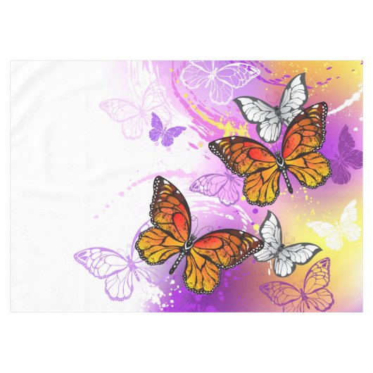 Monarch Butterflies on Purple Background Tischdecke (Vorderseite (Horizontal))
