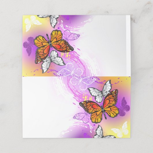 Monarch Butterflies on Purple Background Treuekarte (Außenseite Aufgefaltet)