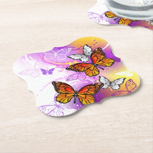 Monarch Butterflies on Purple Background Untersetzer (angewinkelt)