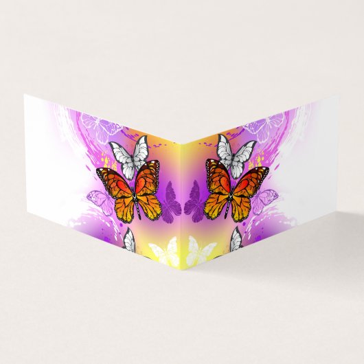 Monarch Butterflies on Purple Background Visitenkarten (Vorderseite)