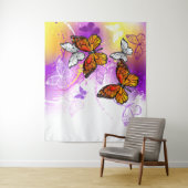Monarch Butterflies on Purple Background Wandteppich (Beispiel)