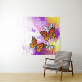 Monarch Butterflies on Purple Background Wandteppich (Beispiel)