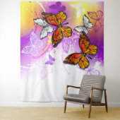 Monarch Butterflies on Purple Background Wandteppich (Beispiel)
