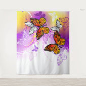 Monarch Butterflies on Purple Background Wandteppich (Vorderseite)