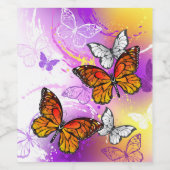 Monarch Butterflies on Purple Background Weinetikett (Einzelnes Label)
