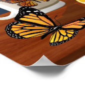 Monarch Butterflies & Tea Haiku Poster (Ecke)