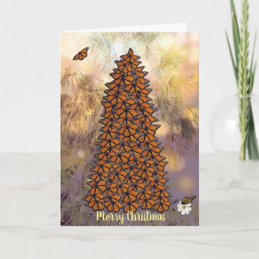 Monarch Butterflies Weihnachtsbaumkarte Feiertagskarte (Vorderseite)