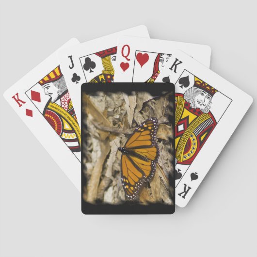 Monarch Butterfly am Boden schwarzen Rand Spielkarten (Rückseite)