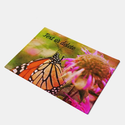 Monarch Butterfly Auf Blume Abstrakt Personalisier Fußmatte (Schrägansicht)