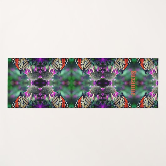 Monarch Butterfly Auf Blume Abstrakt Personalisier Yogamatte (Vorderseite (Horizontal))