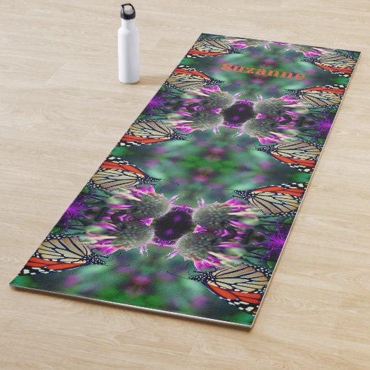 Monarch Butterfly Auf Blume Abstrakt Personalisier Yogamatte (Beispiel)