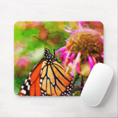Monarch Butterfly Auf Blume Abstrakte Kunst Mousepad (Mit Mouse)